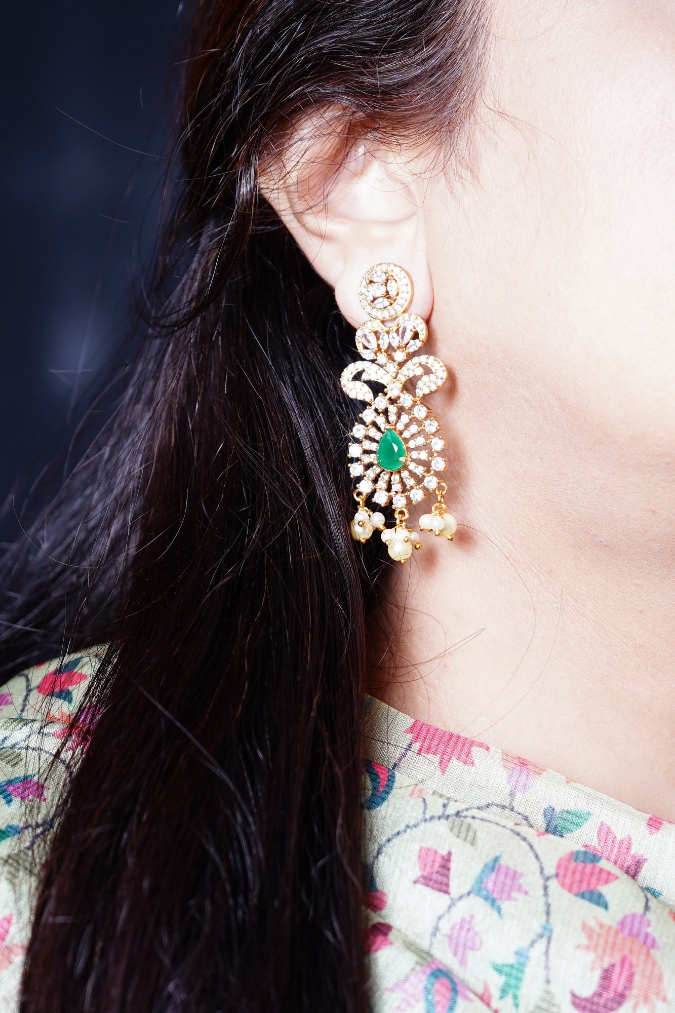 Kavya Designer CZ Earrings - Chaandi Rivaaz