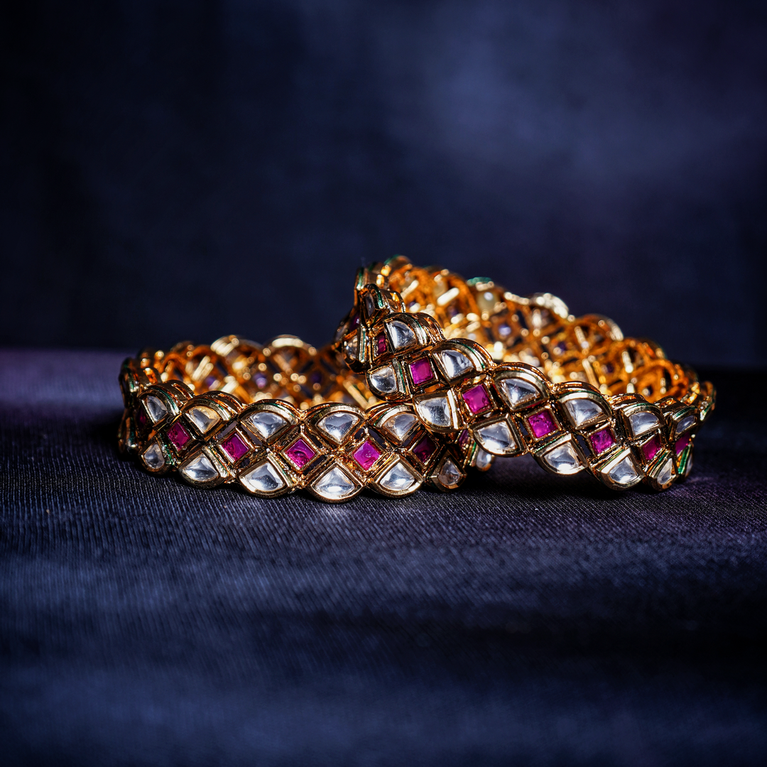 Beautiful Heavy Kundan Bangles - Chaandi Rivaaz
