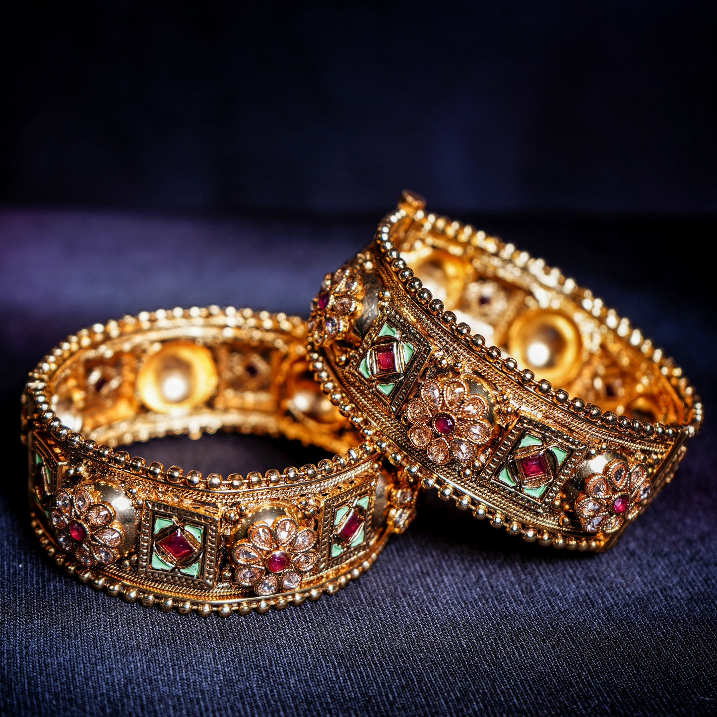 Beautiful Floral Designer Antique Bangles - Chaandi Rivaaz