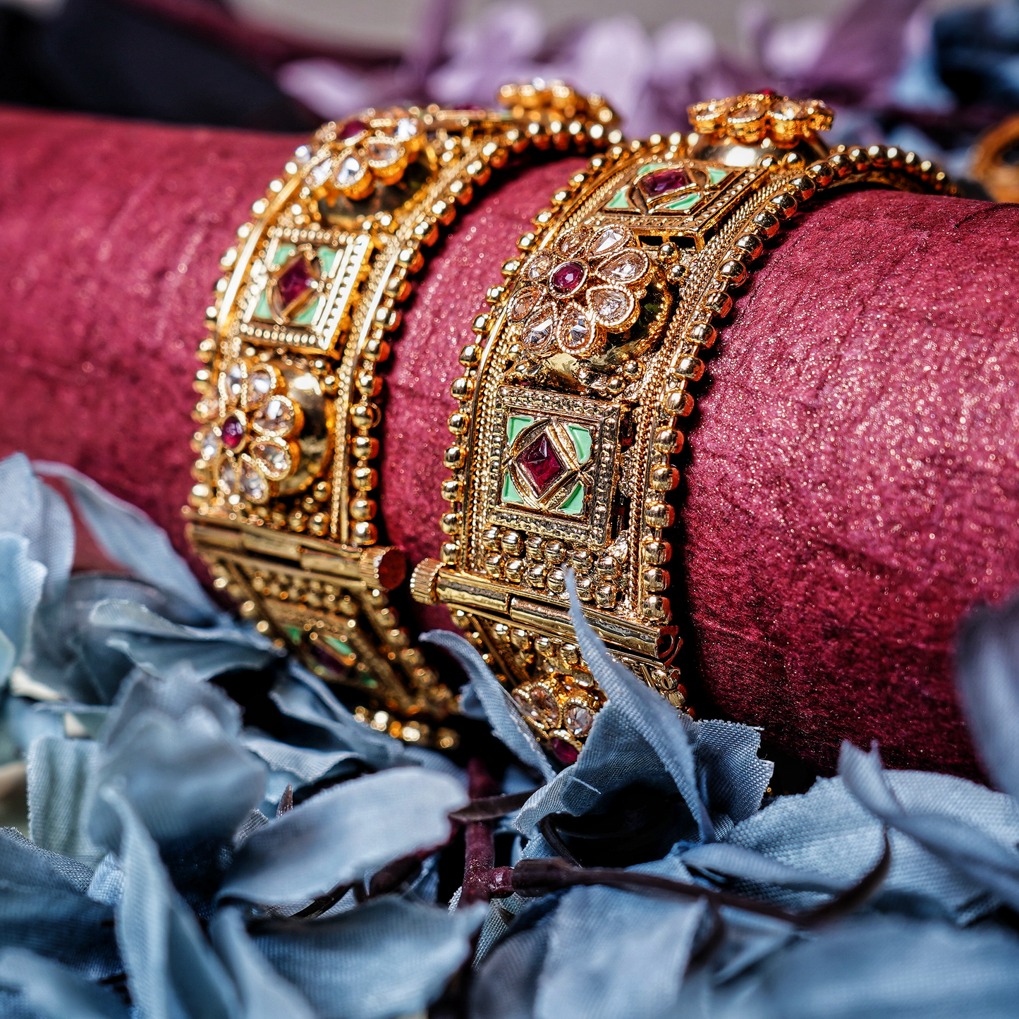 Beautiful Floral Designer Antique Bangles - Chaandi Rivaaz