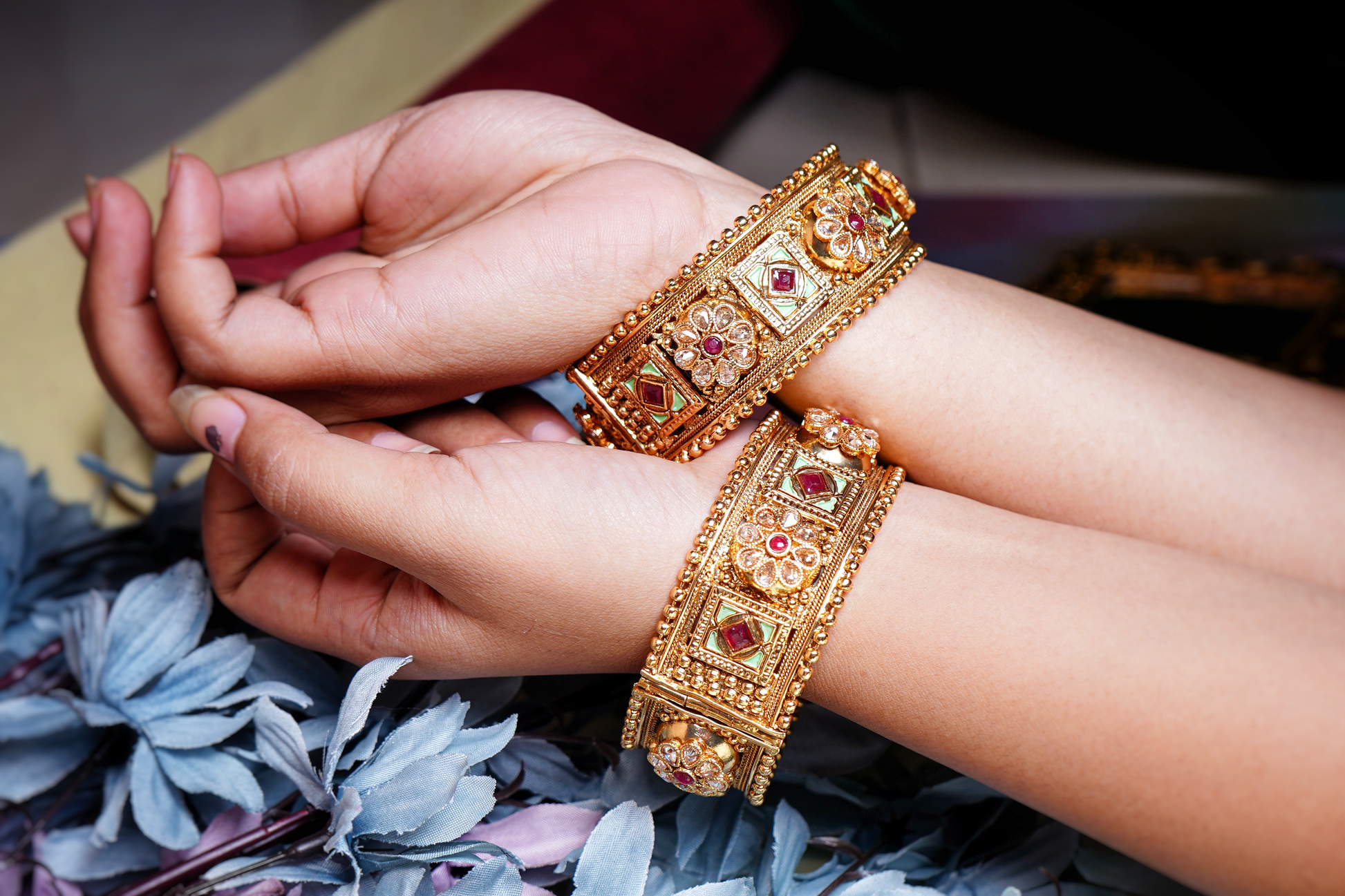 Beautiful Floral Designer Antique Bangles - Chaandi Rivaaz