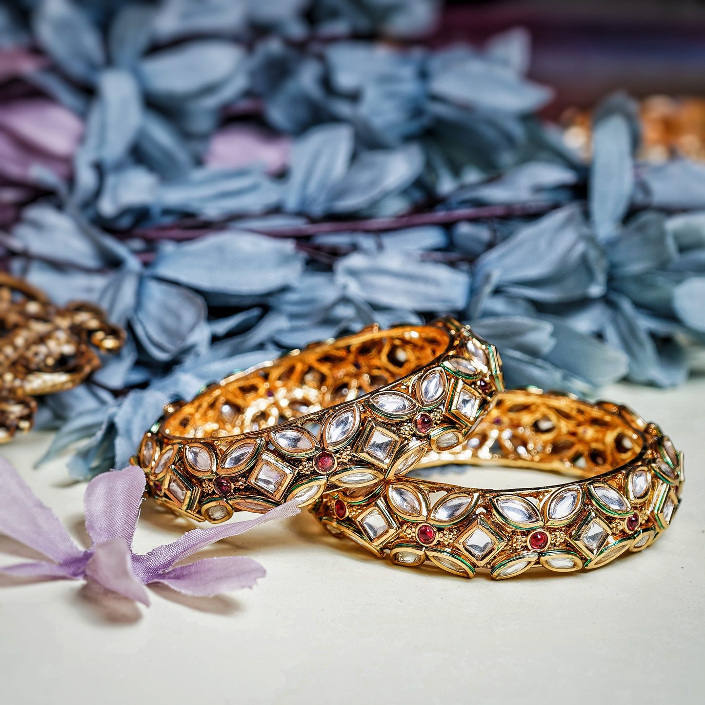 Sheena's Elegant Kundan Bangles - Chaandi Rivaaz