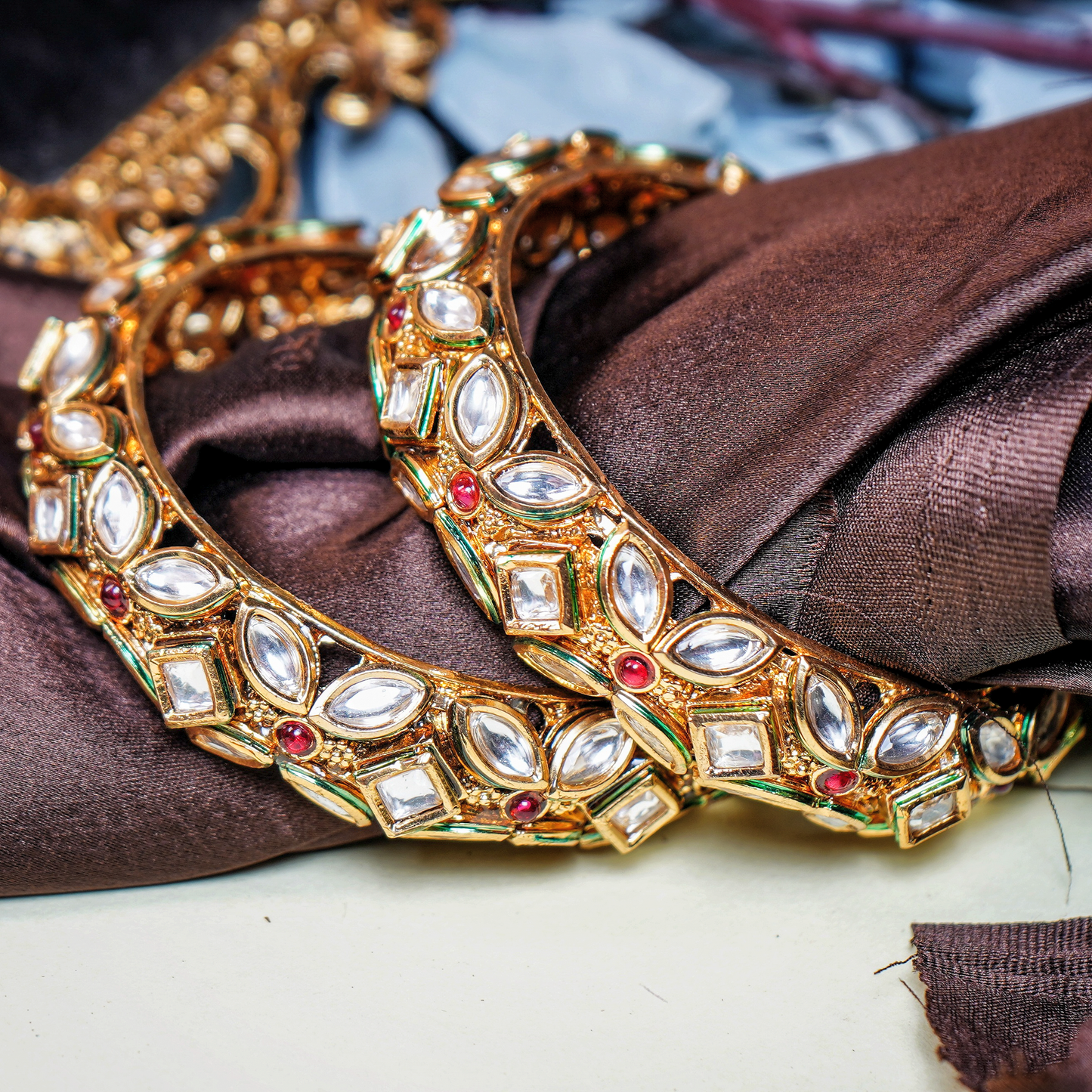Sheena's Elegant Kundan Bangles - Chaandi Rivaaz