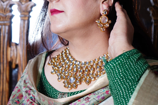 Rani’s Kundan Designer Necklace set - Chaandi Rivaaz