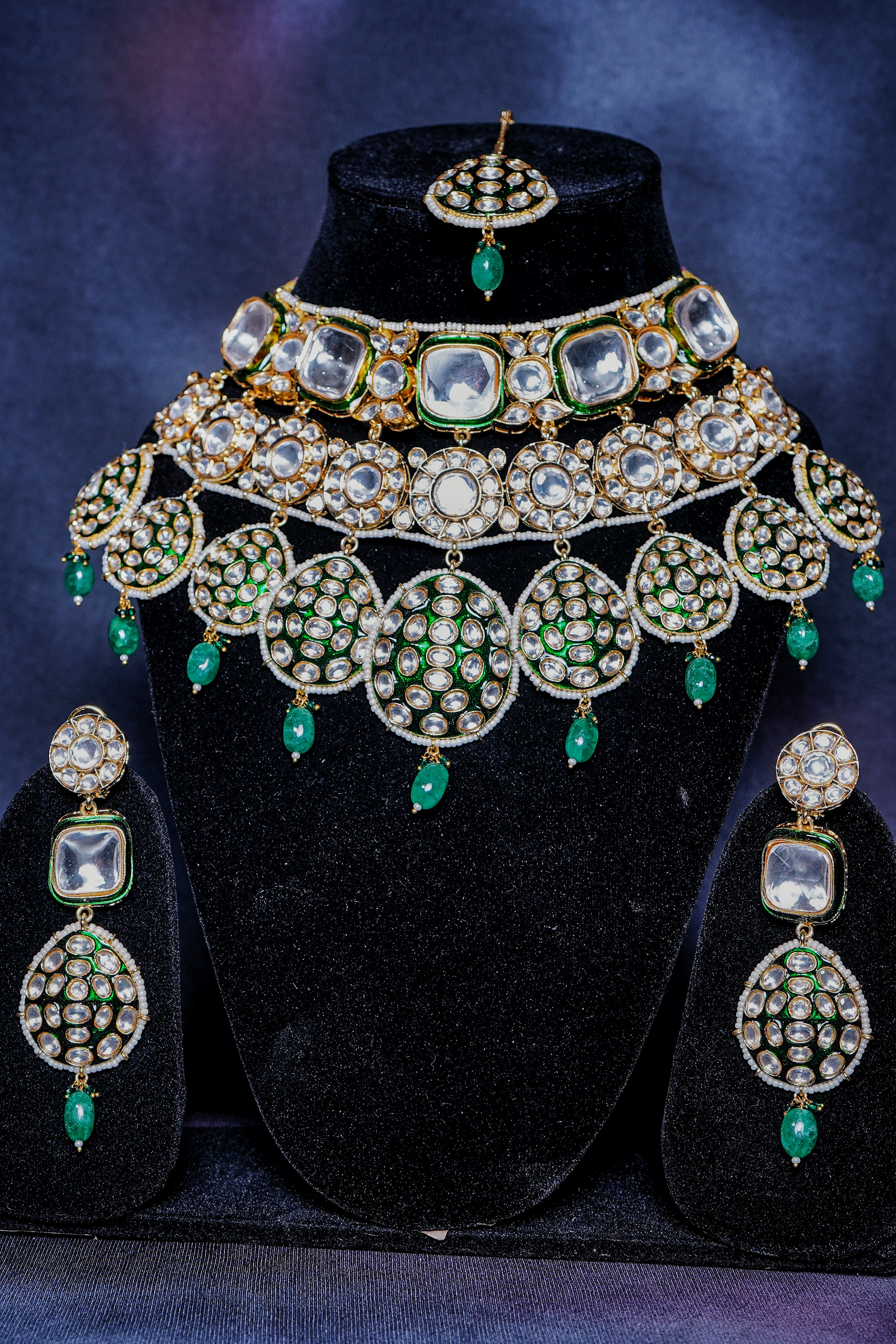 Chaandi Rivaaz’s Signature Polki Designer Necklace Set - Chaandi Rivaaz