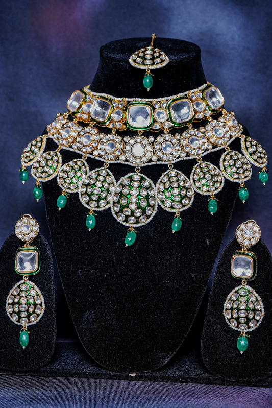 Chaandi Rivaaz’s Signature Polki Designer Necklace Set - Chaandi Rivaaz