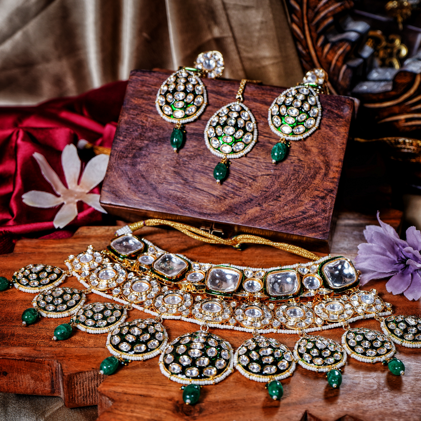 Chaandi Rivaaz’s Signature Polki Designer Necklace Set - Chaandi Rivaaz