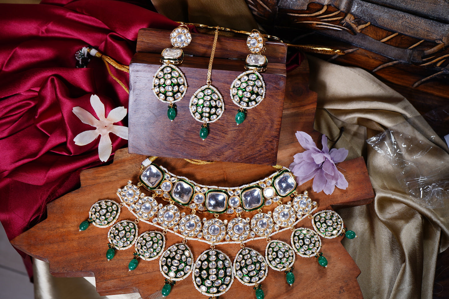Chaandi Rivaaz’s Signature Polki Designer Necklace Set - Chaandi Rivaaz