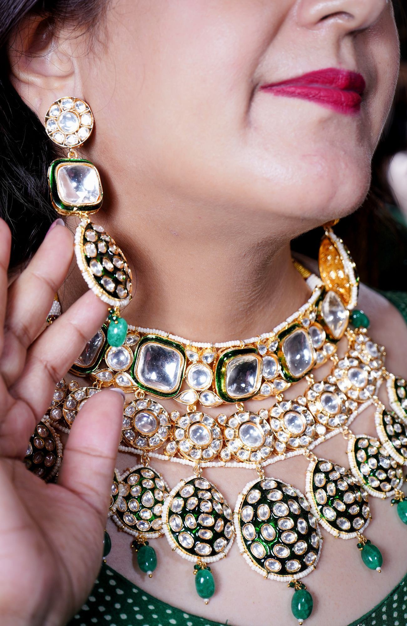 Chaandi Rivaaz’s Signature Polki Designer Necklace Set - Chaandi Rivaaz