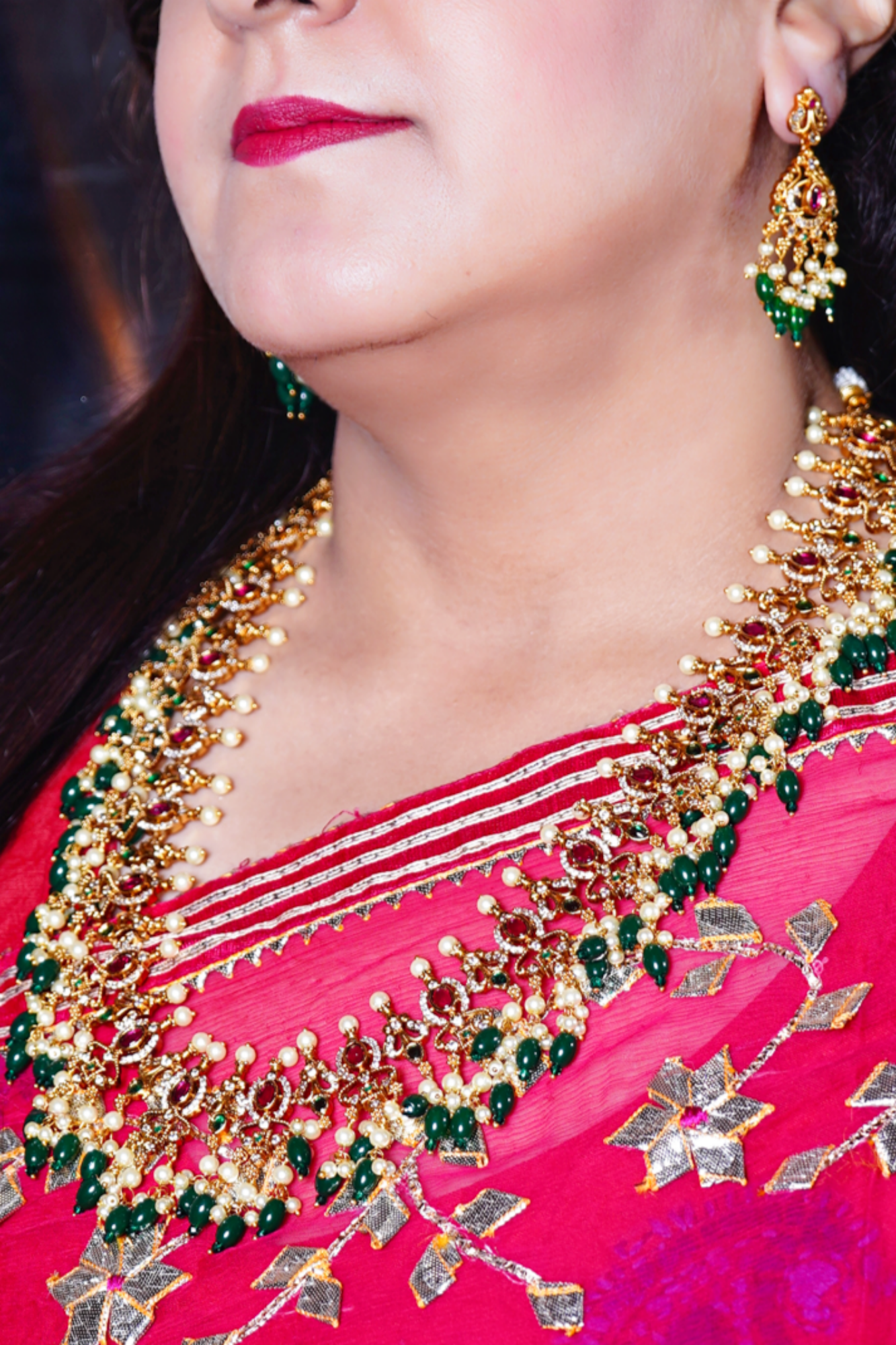 Emerald Jadau Haar set - Chaandi Rivaaz