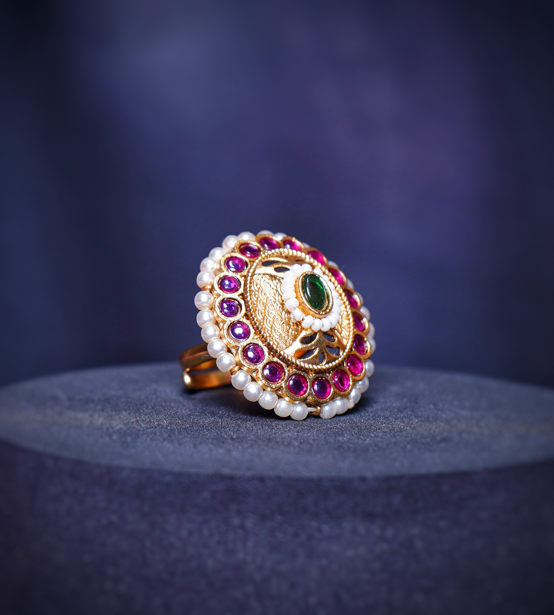 Shona’s Pearl Designer Cocktail Rings - Chaandi Rivaaz