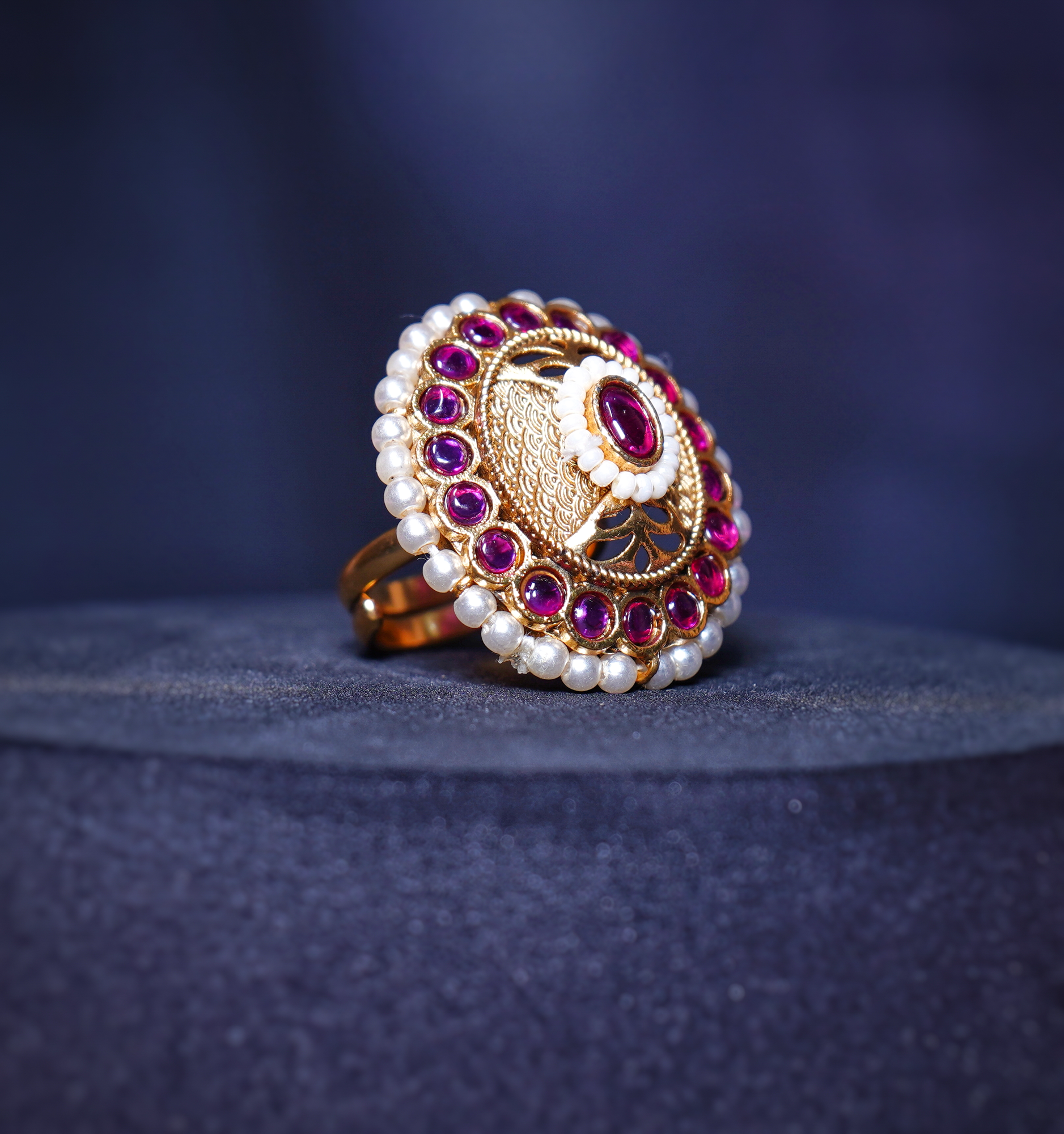 Shona’s Pearl Designer Cocktail Rings - Chaandi Rivaaz