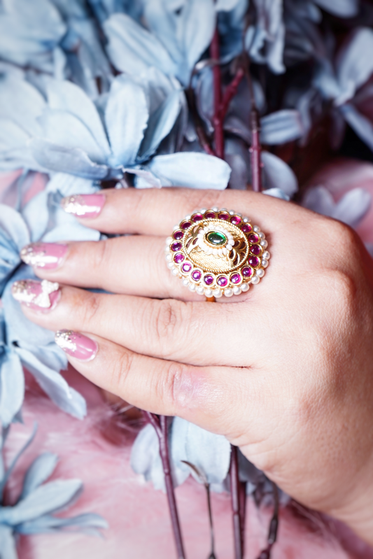Shona’s Pearl Designer Cocktail Rings - Chaandi Rivaaz
