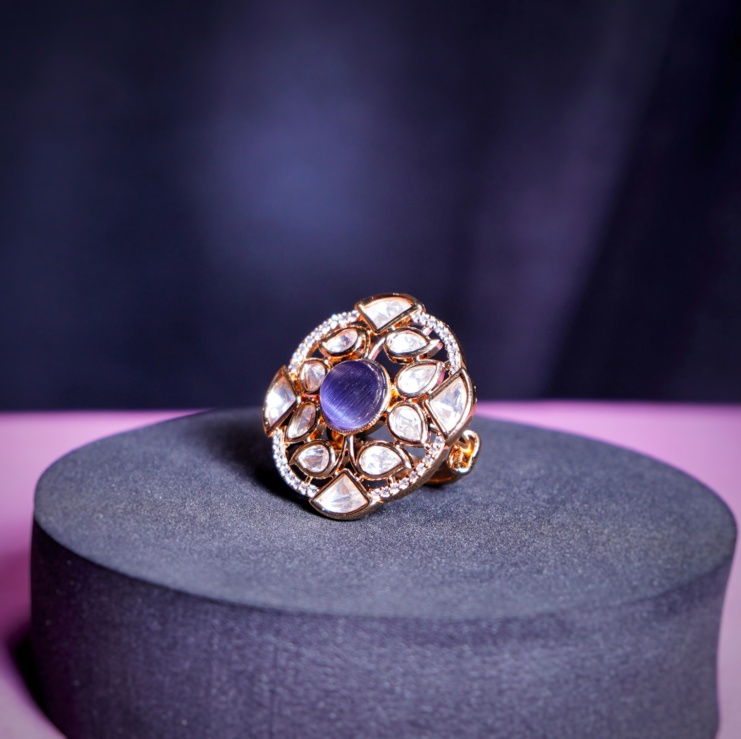 Beautiful Polki Wine Cocktail Rings - Chaandi Rivaaz