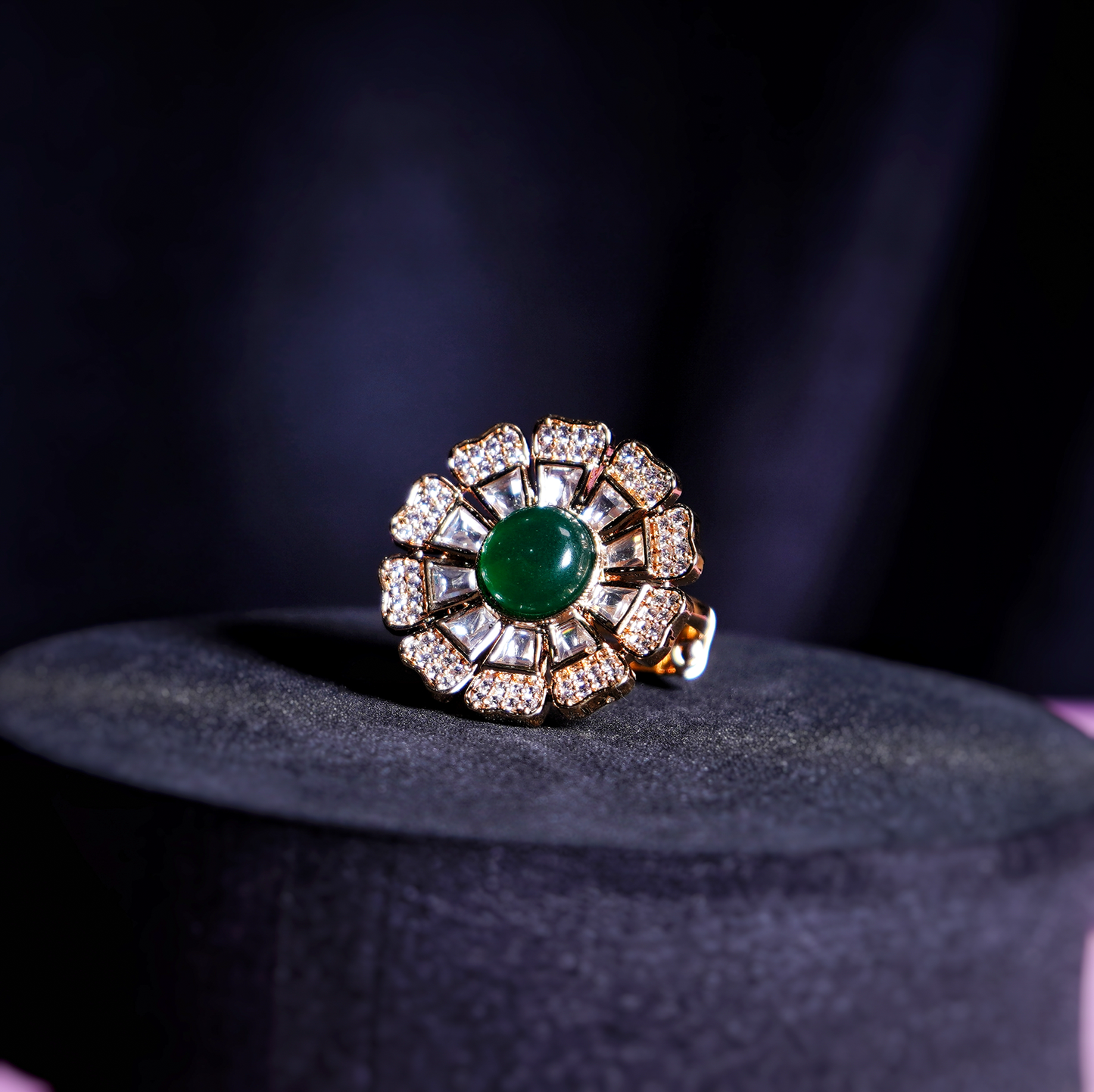 Beautiful Emerald Designer Cocktail Rings - Chaandi Rivaaz