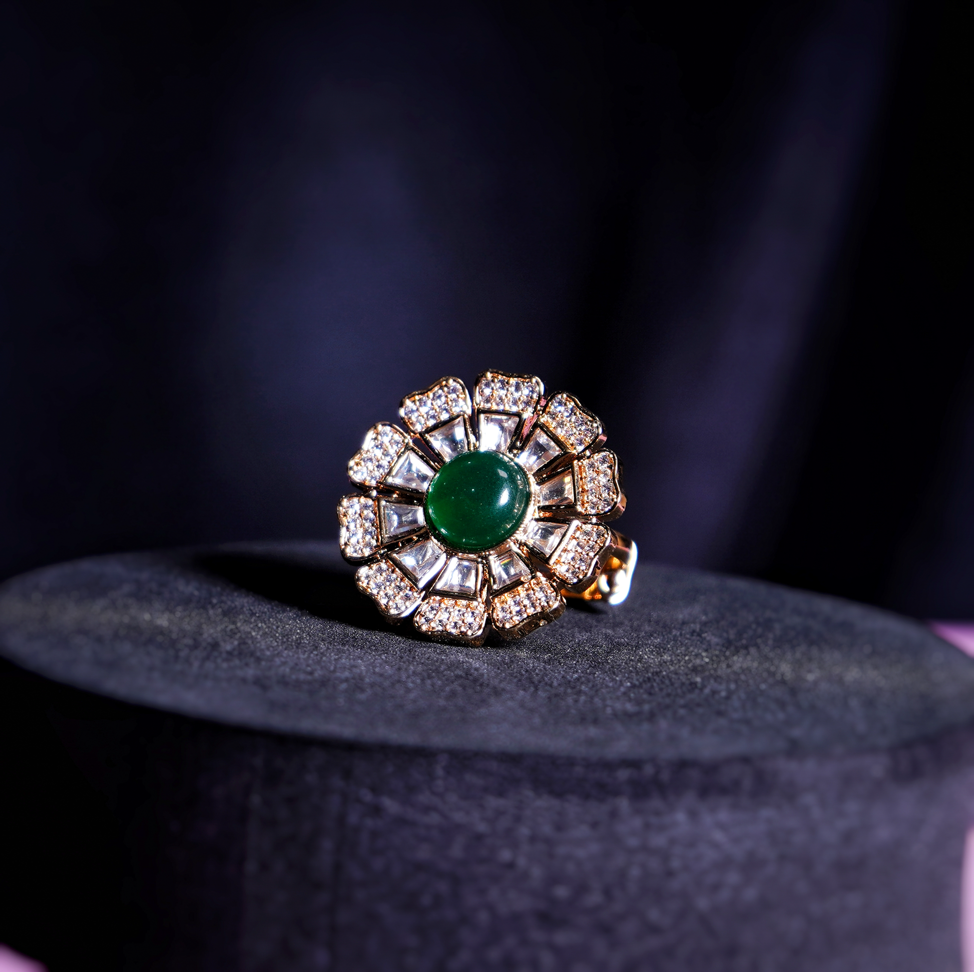 Beautiful Emerald Designer Cocktail Rings - Chaandi Rivaaz