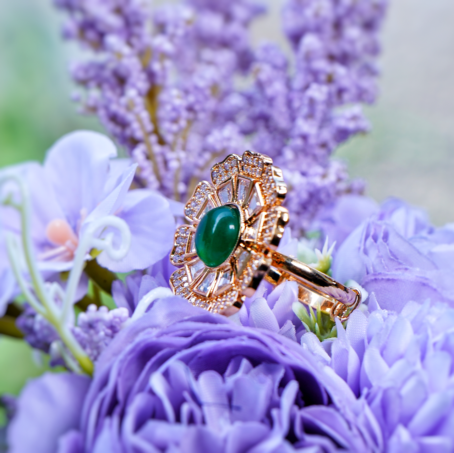 Beautiful Emerald Designer Cocktail Rings - Chaandi Rivaaz