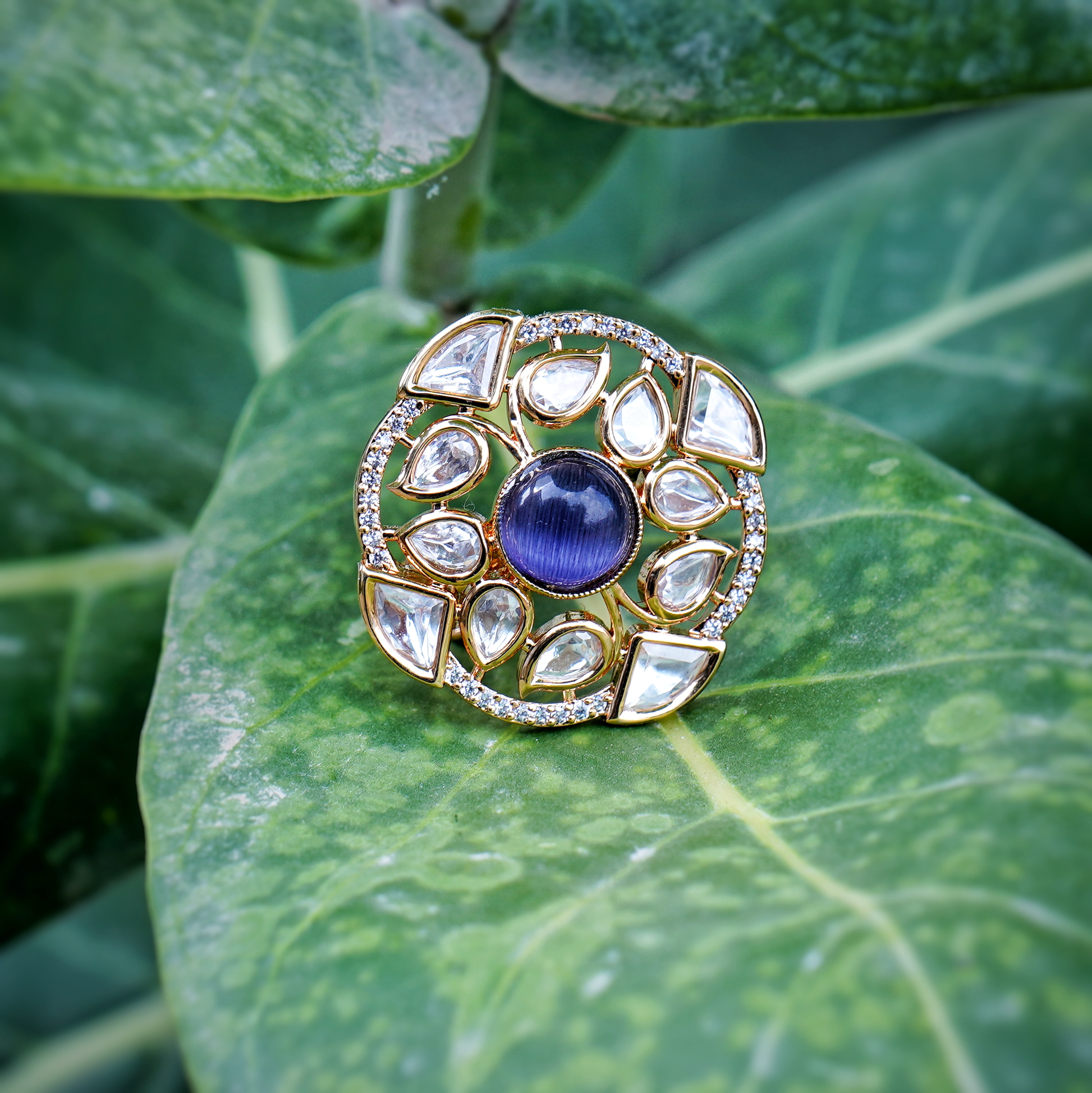 Beautiful Polki Wine Cocktail Rings - Chaandi Rivaaz