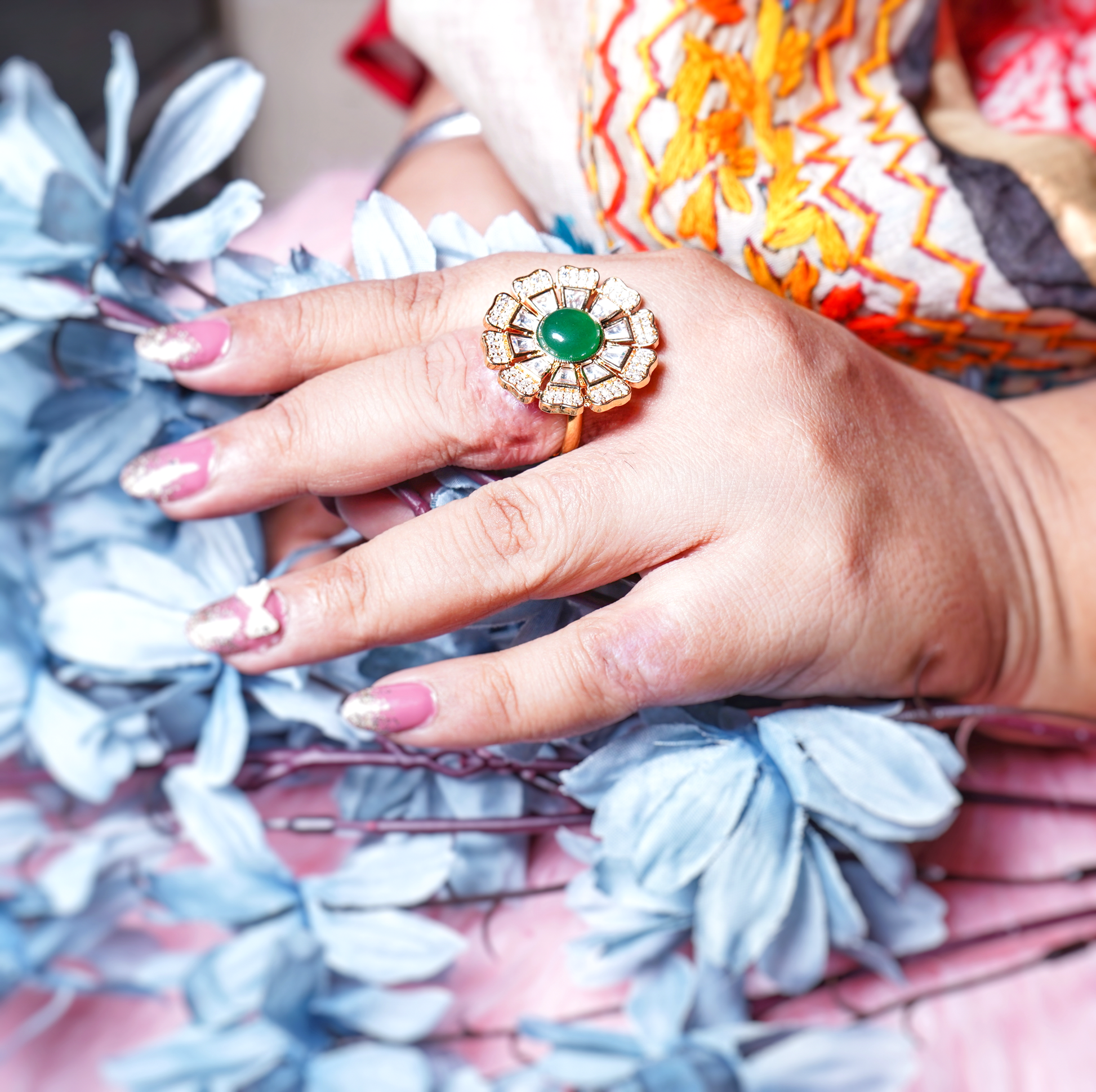 Beautiful Emerald Designer Cocktail Rings - Chaandi Rivaaz