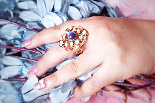 Beautiful Polki Wine Cocktail Rings - Chaandi Rivaaz
