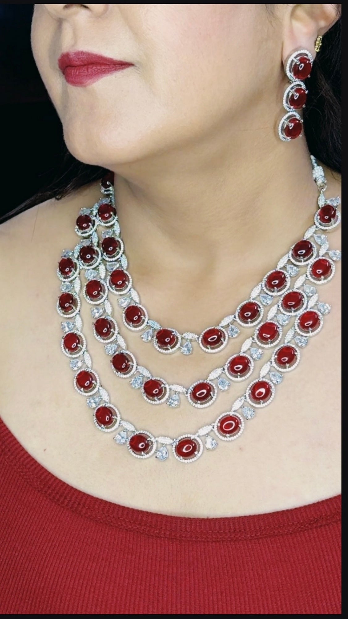 Beautiful Triple Layered Designer Necklace set - Chaandi Rivaaz