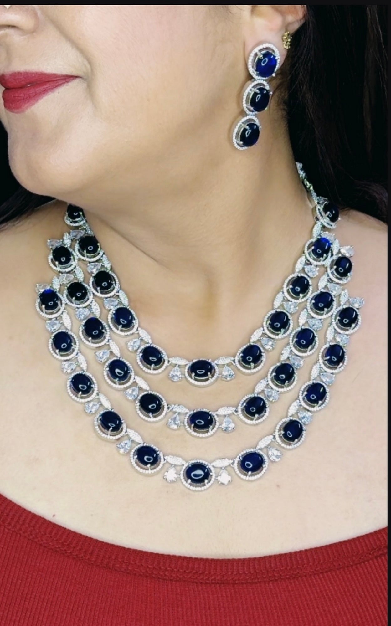 Beautiful Triple Layered Designer Necklace set - Chaandi Rivaaz