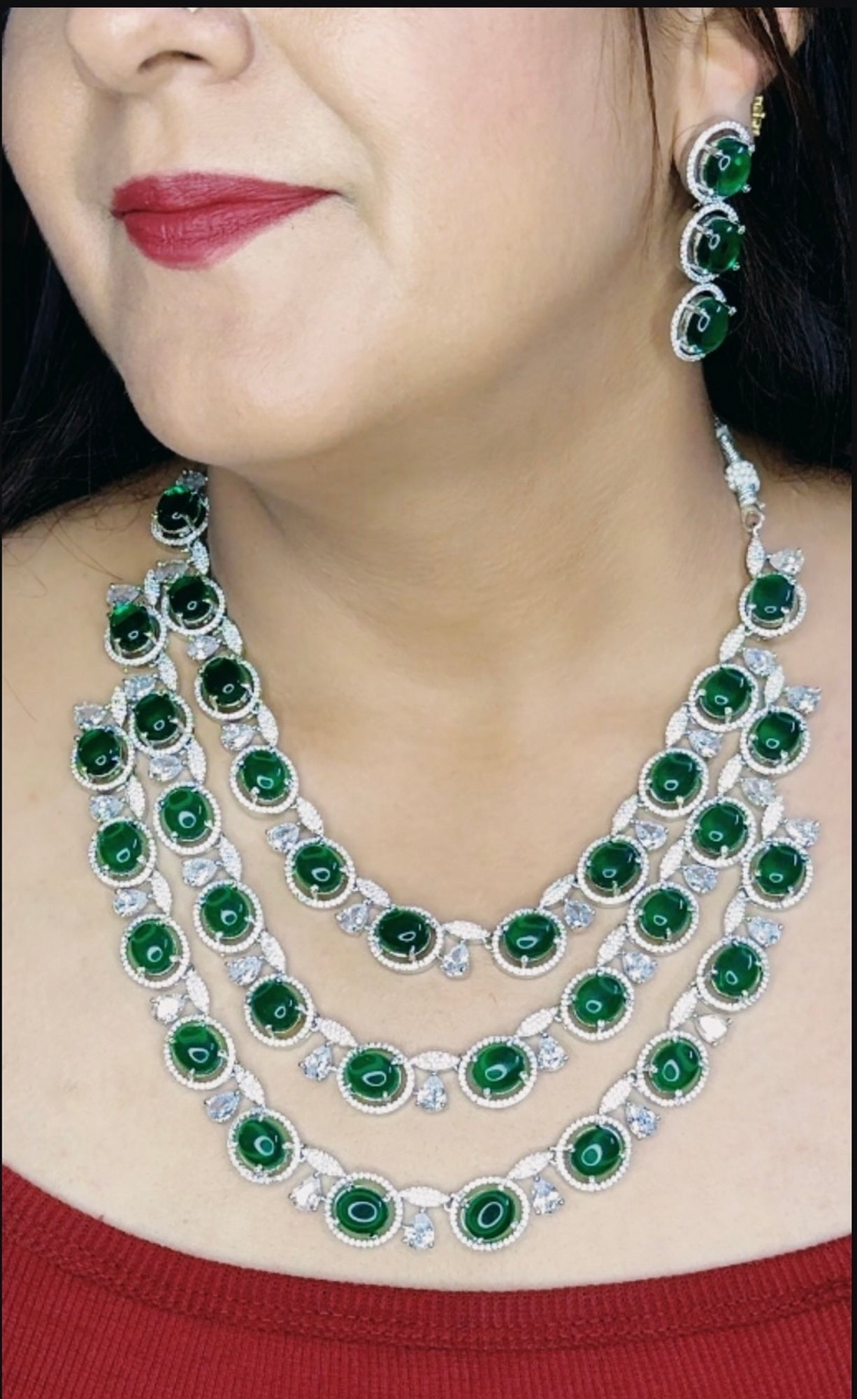 Beautiful Triple Layered Designer Necklace set - Chaandi Rivaaz