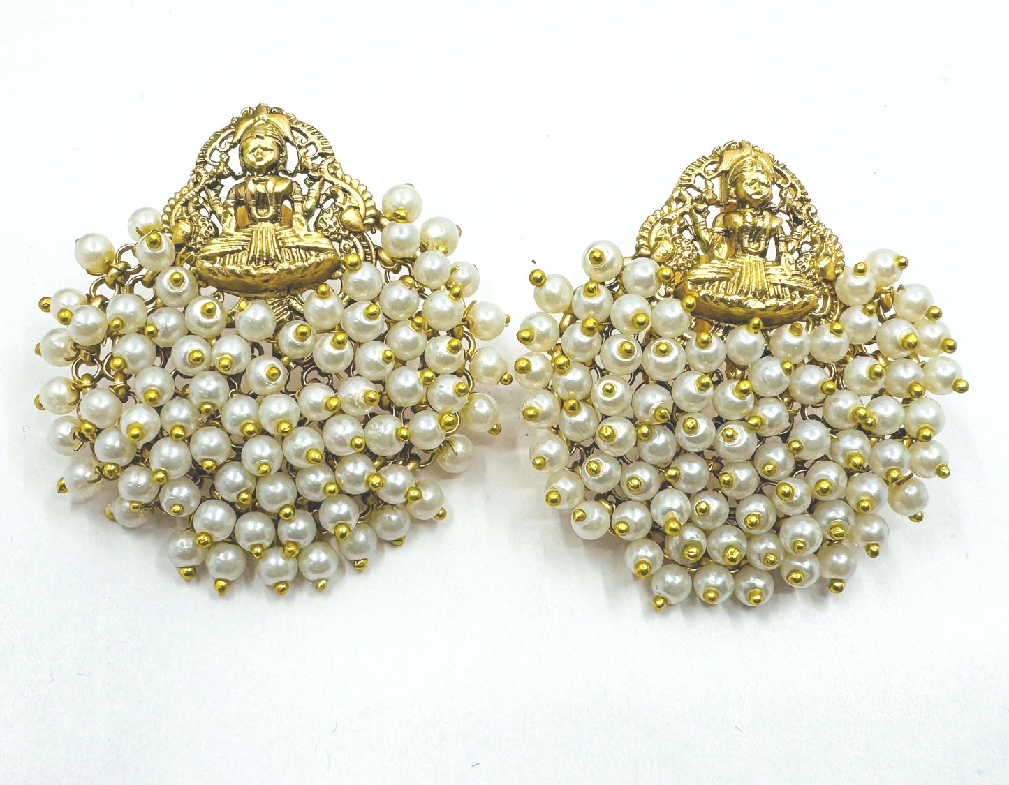 Maha Lakshmi Pearl Earrings - Chaandi Rivaaz