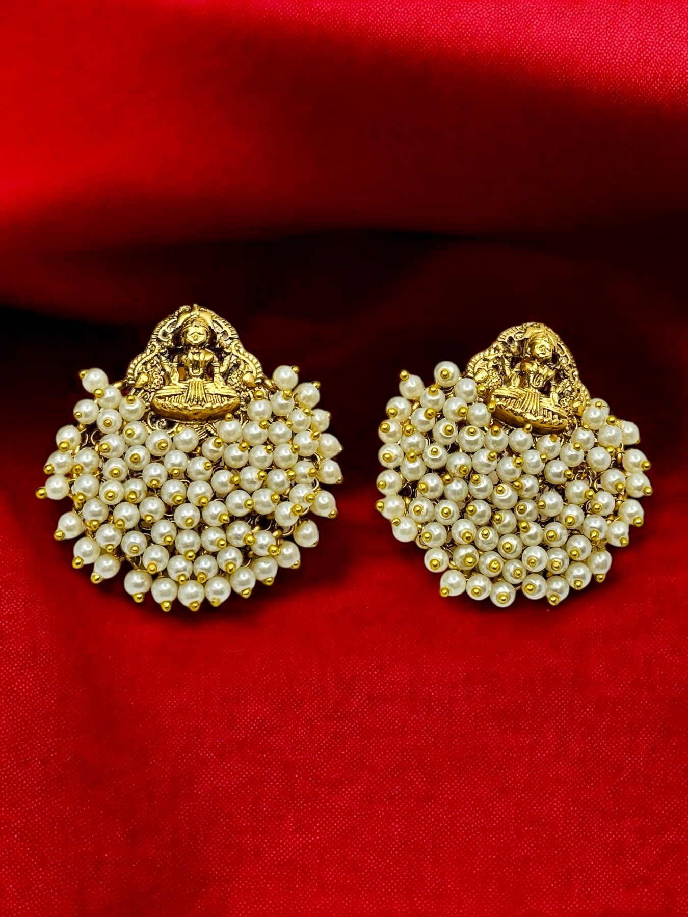Maha Lakshmi Pearl Earrings - Chaandi Rivaaz