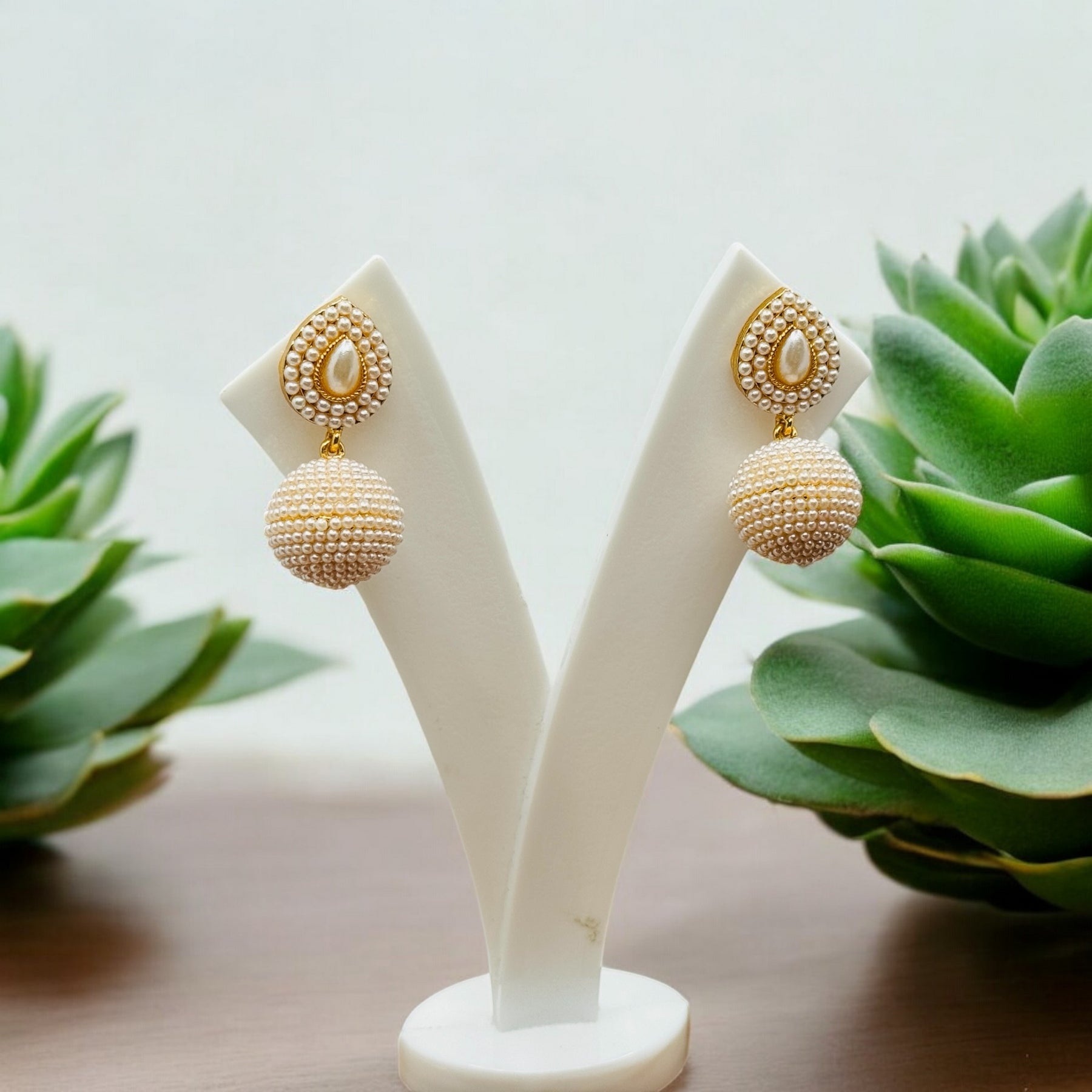 Ball Designer Pearl Earrings - Chaandi Rivaaz