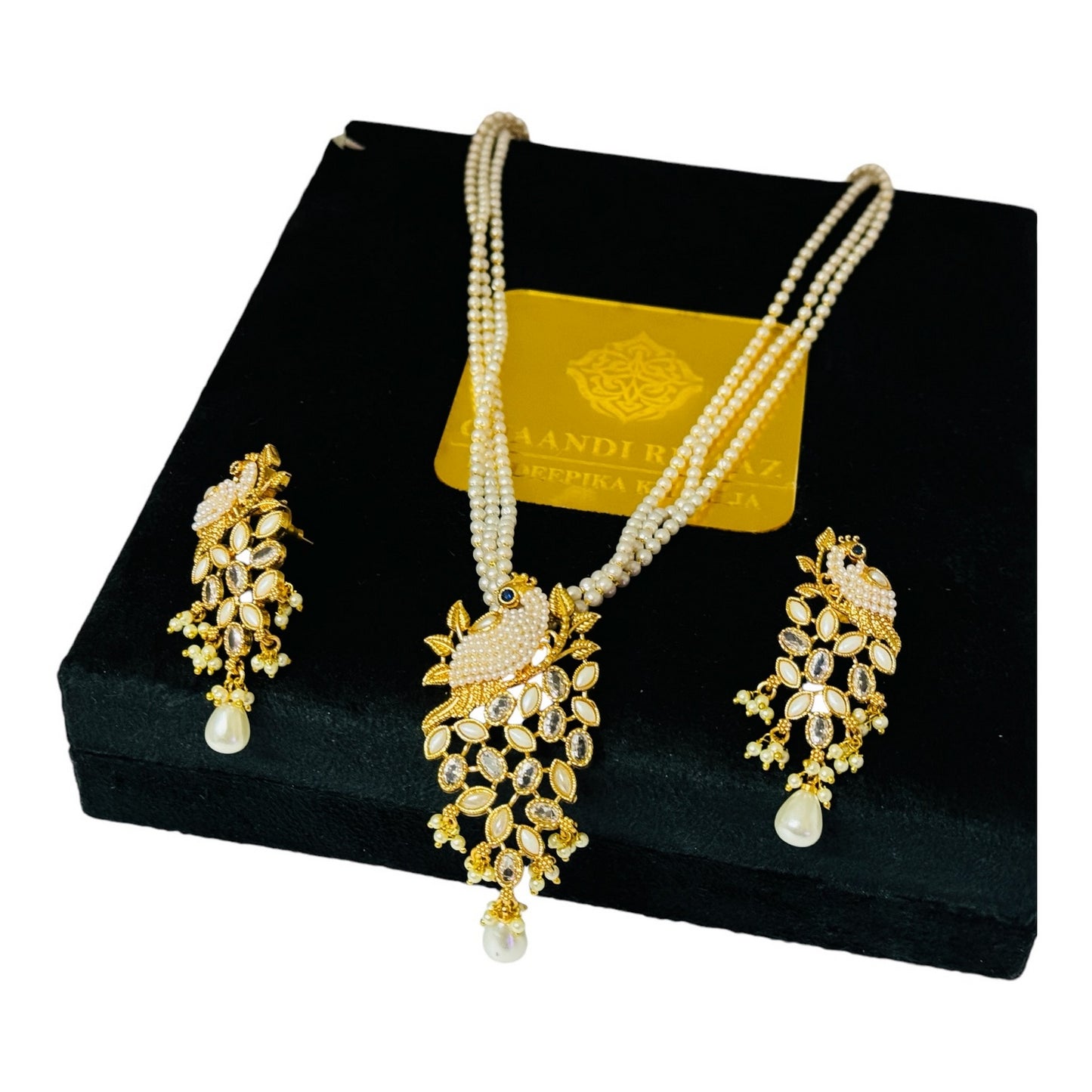 Peacock Pearl Designer Pendant Set - Chaandi Rivaaz