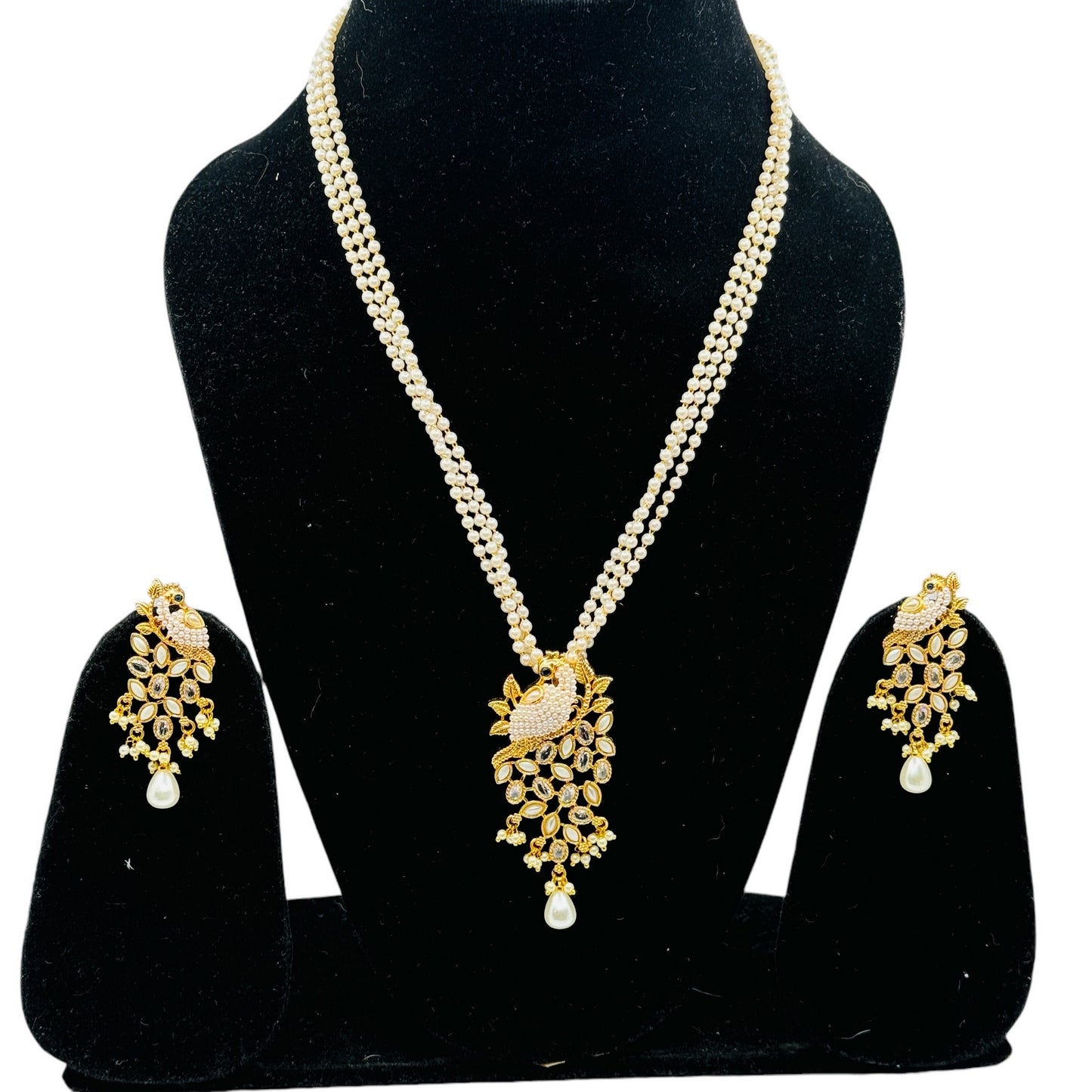 Peacock Pearl Designer Pendant Set - Chaandi Rivaaz