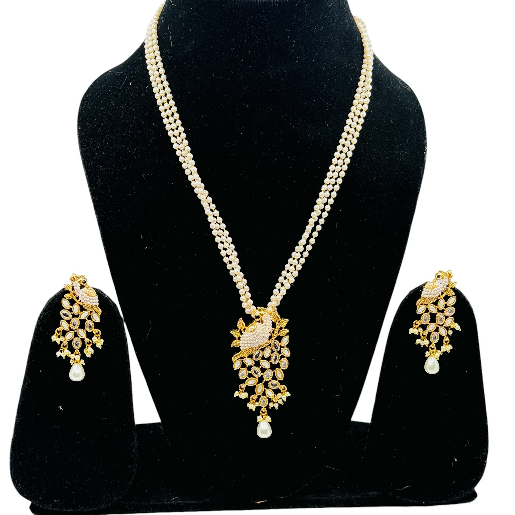 Peacock Pearl Designer Pendant Set - Chaandi Rivaaz