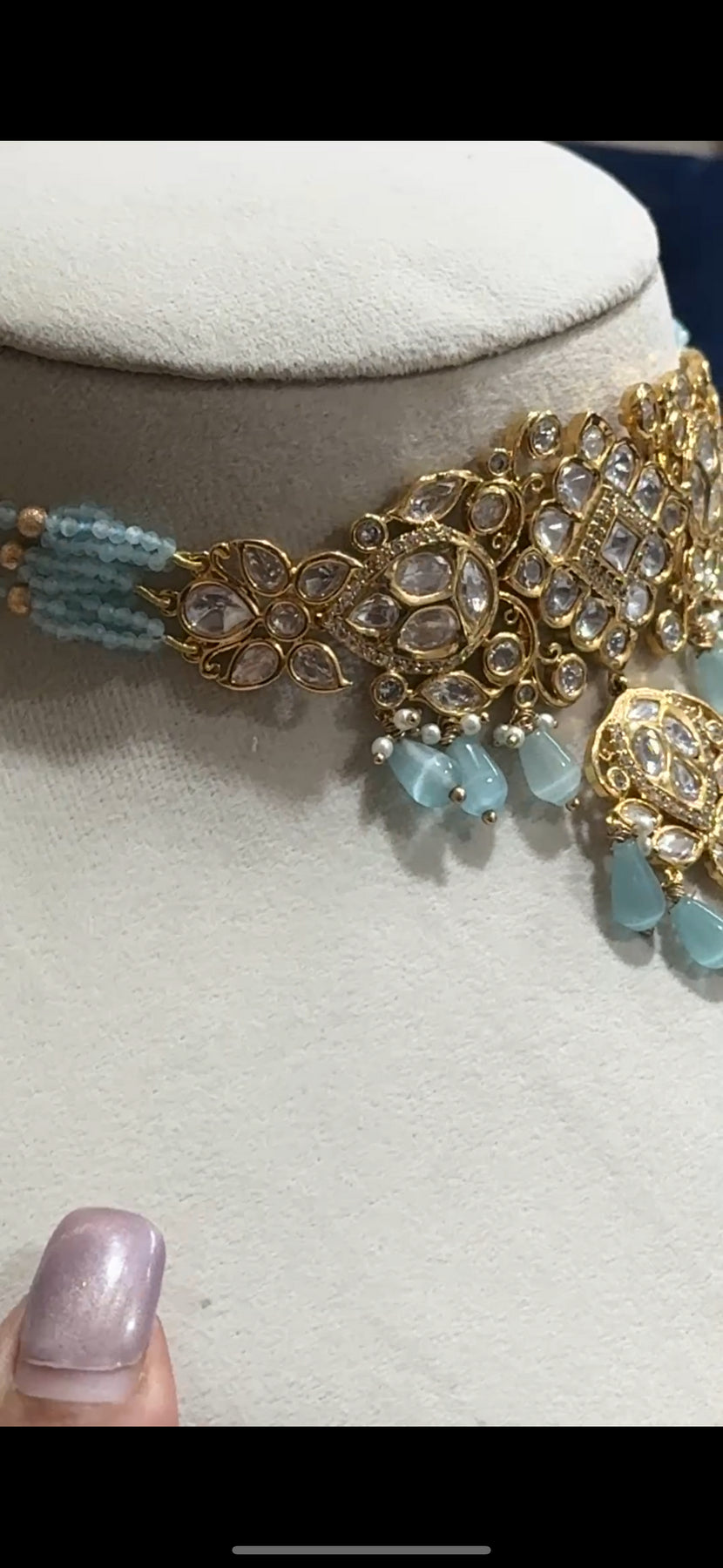 Royal Turquoise Polki Choker set