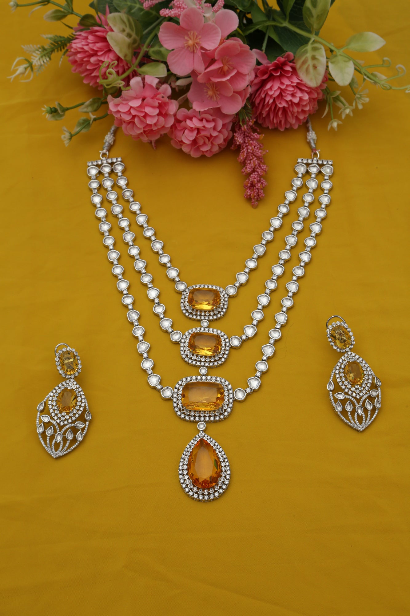 Beautiful Layered Designer Necklace set - Chaandi Rivaaz