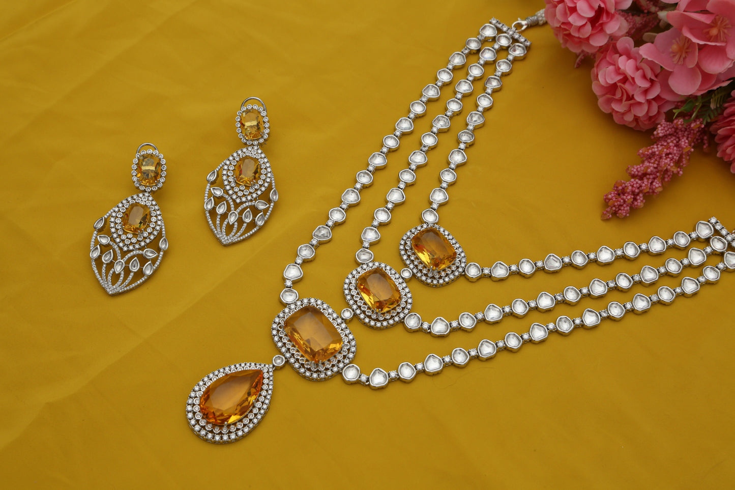 Beautiful Layered Designer Necklace set - Chaandi Rivaaz