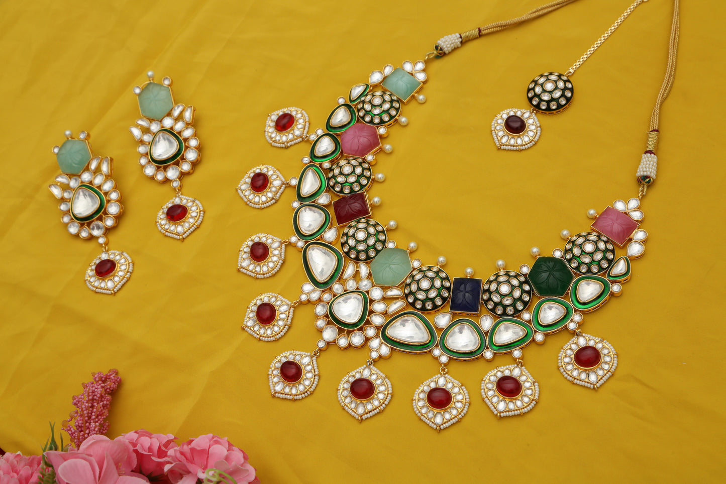 Chaandirivaaz ‘s Signature Kundan Necklace Set - Chaandi Rivaaz