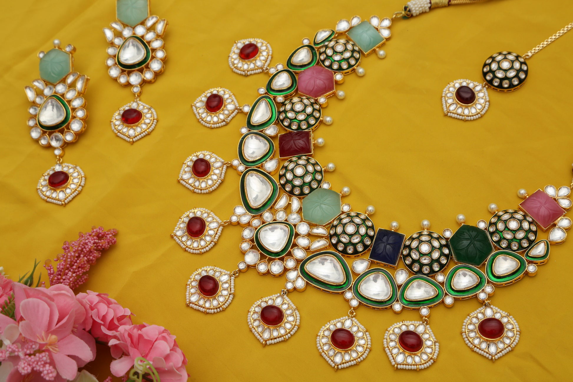 Chaandirivaaz ‘s Signature Kundan Necklace Set - Chaandi Rivaaz
