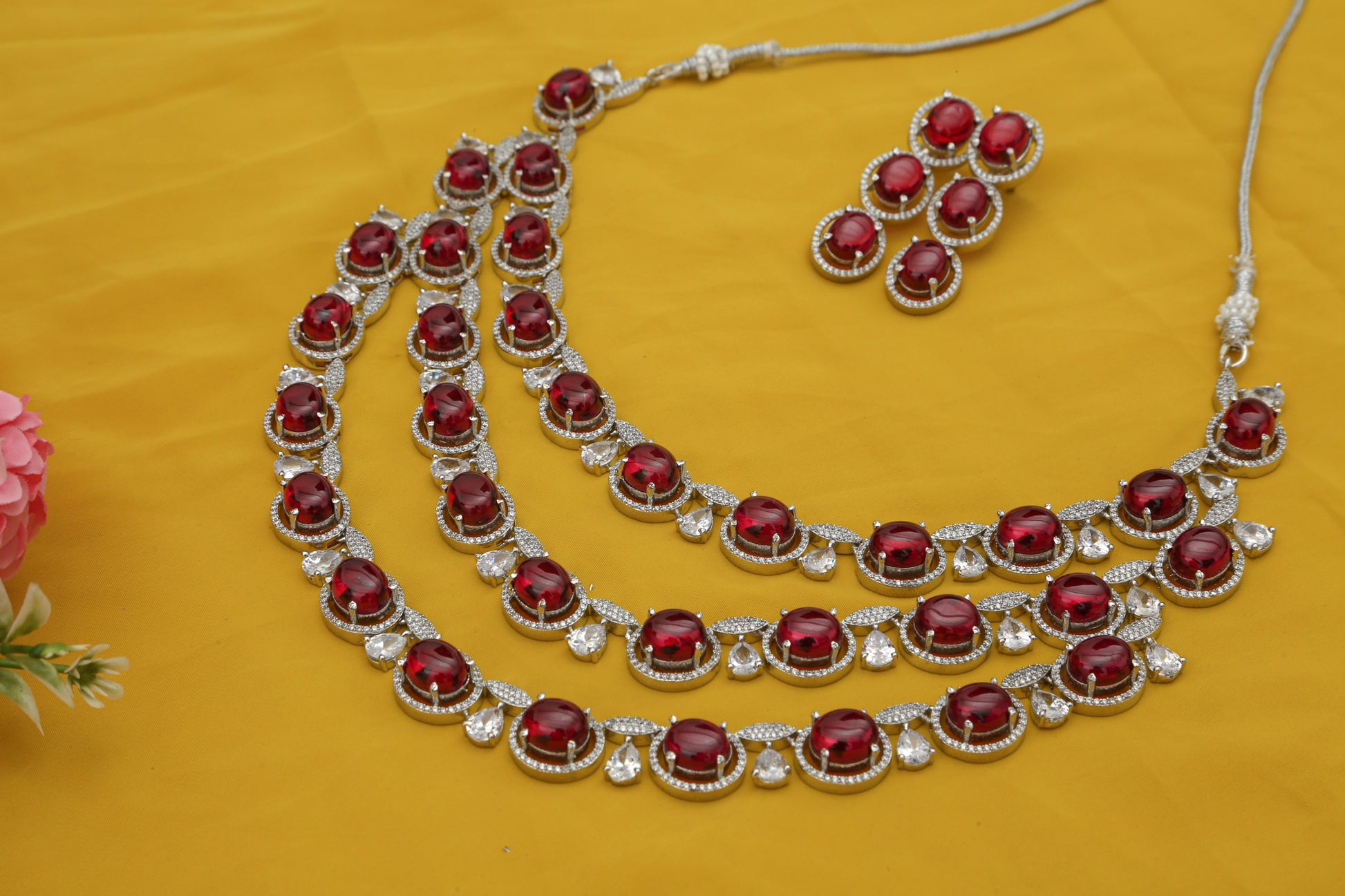 Beautiful Triple Layered Designer Necklace set - Chaandi Rivaaz
