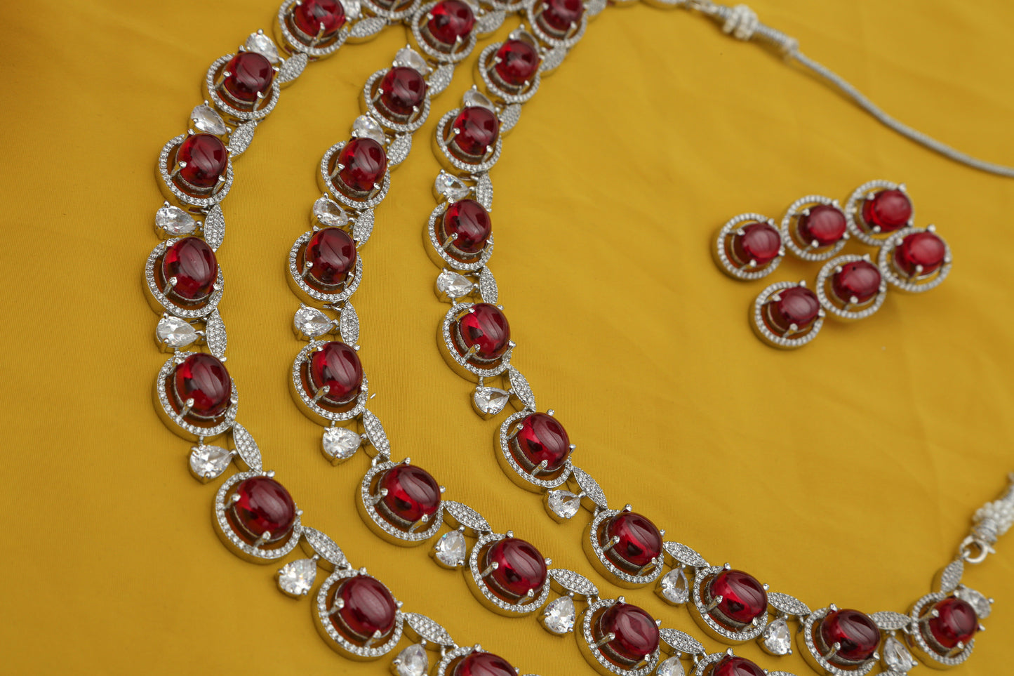 Beautiful Triple Layered Designer Necklace set - Chaandi Rivaaz