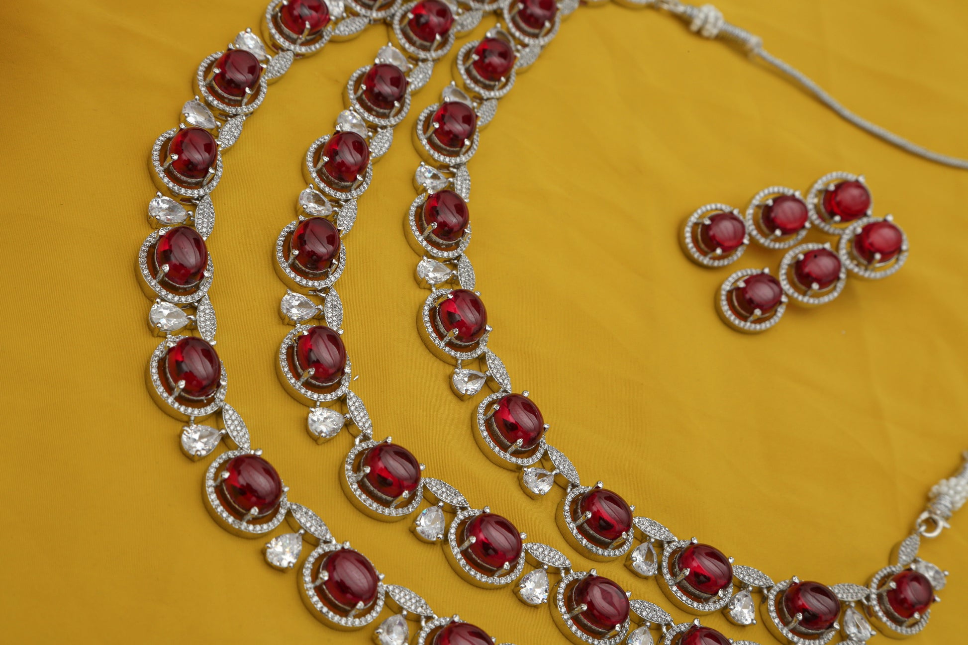 Beautiful Triple Layered Designer Necklace set - Chaandi Rivaaz