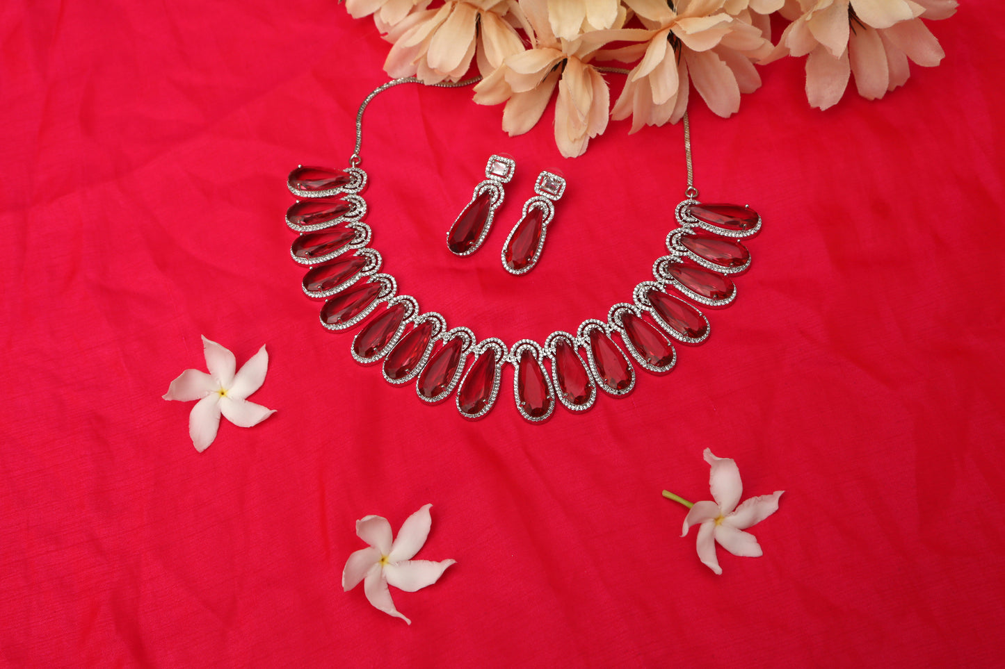 Elegant CZ Designer Necklace Set - Chaandi Rivaaz