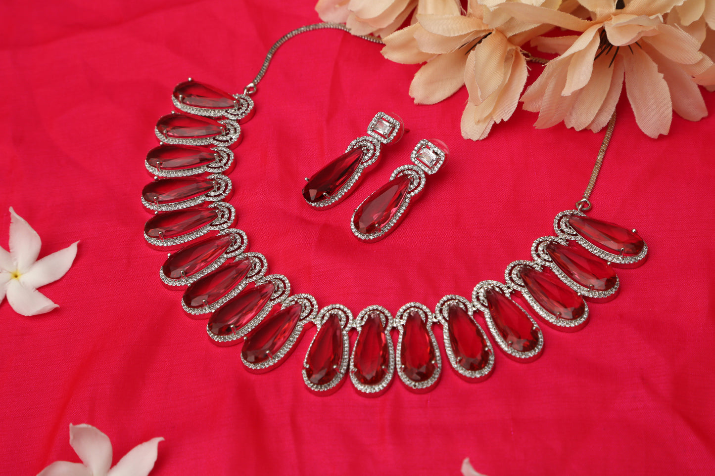 Elegant CZ Designer Necklace Set - Chaandi Rivaaz