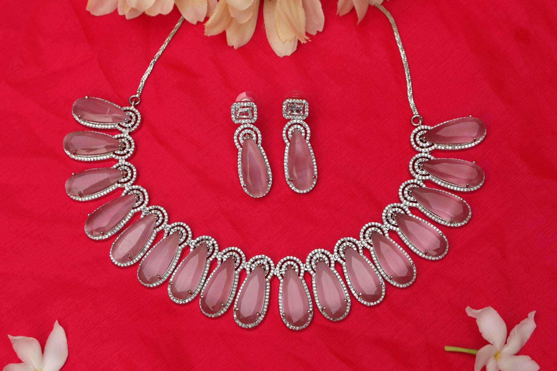 Elegant CZ Designer Necklace Set - Chaandi Rivaaz