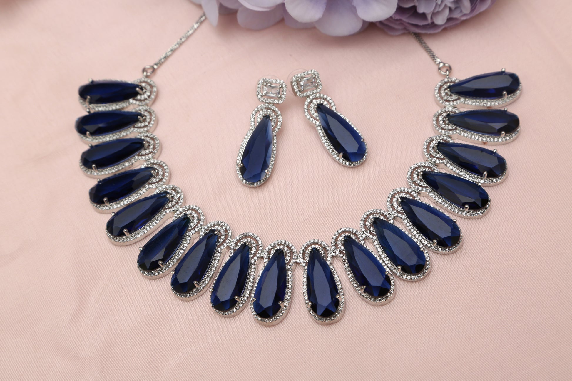 Elegant CZ Designer Necklace Set - Chaandi Rivaaz