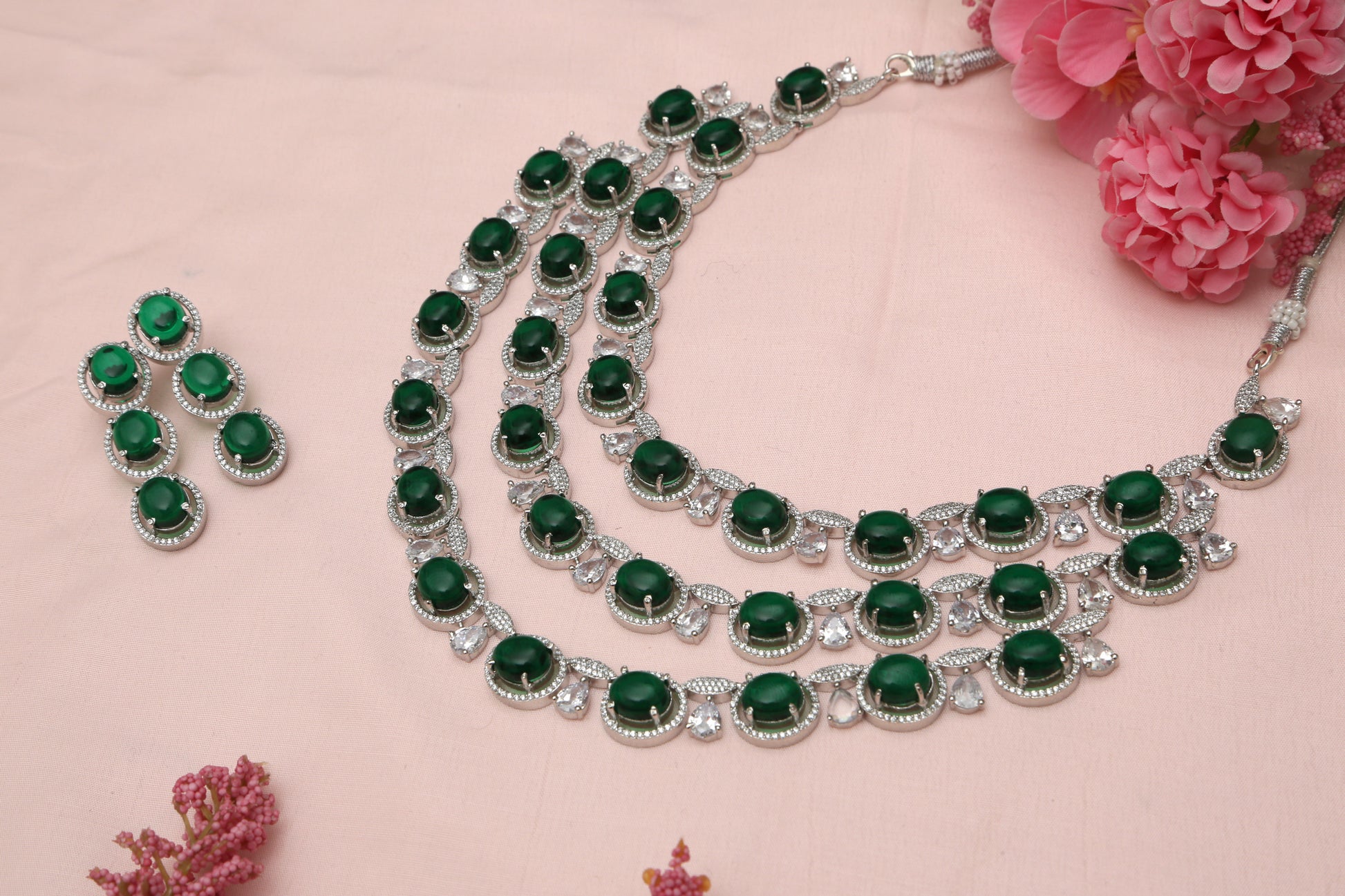Beautiful Triple Layered Designer Necklace set - Chaandi Rivaaz