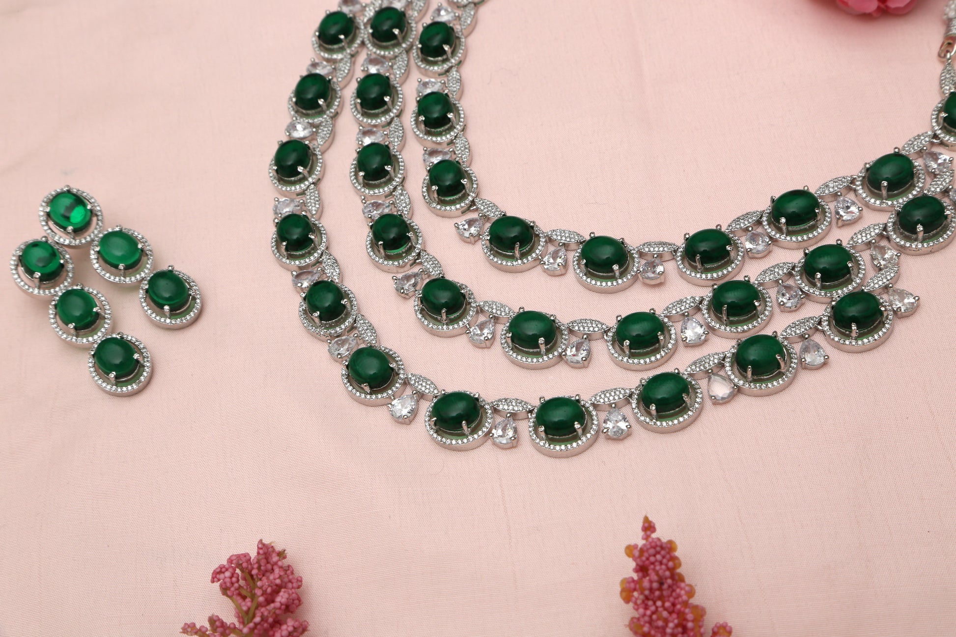 Beautiful Triple Layered Designer Necklace set - Chaandi Rivaaz