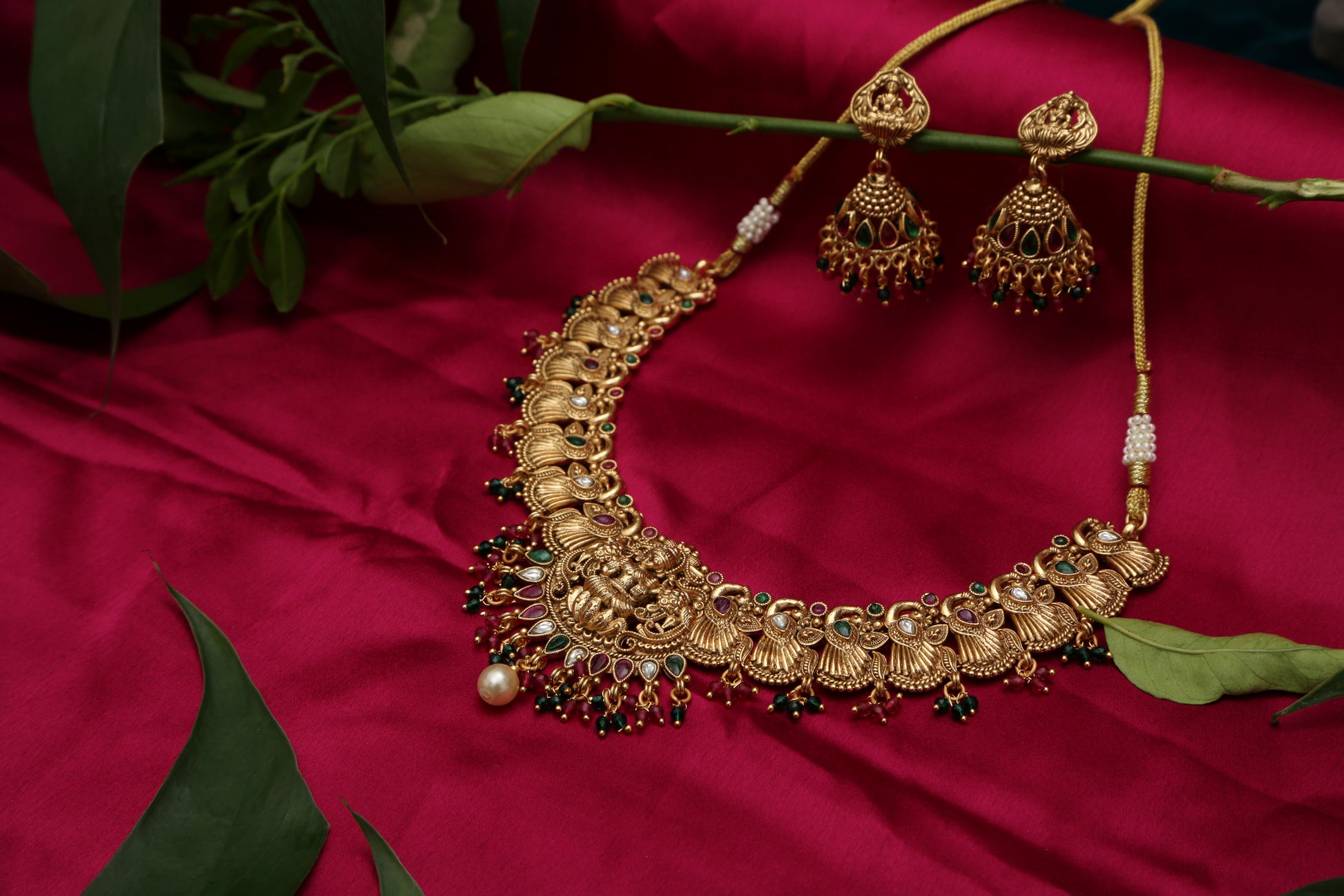 Beautiful Mahalakshmi Designer Necklace Set - Chaandi Rivaaz