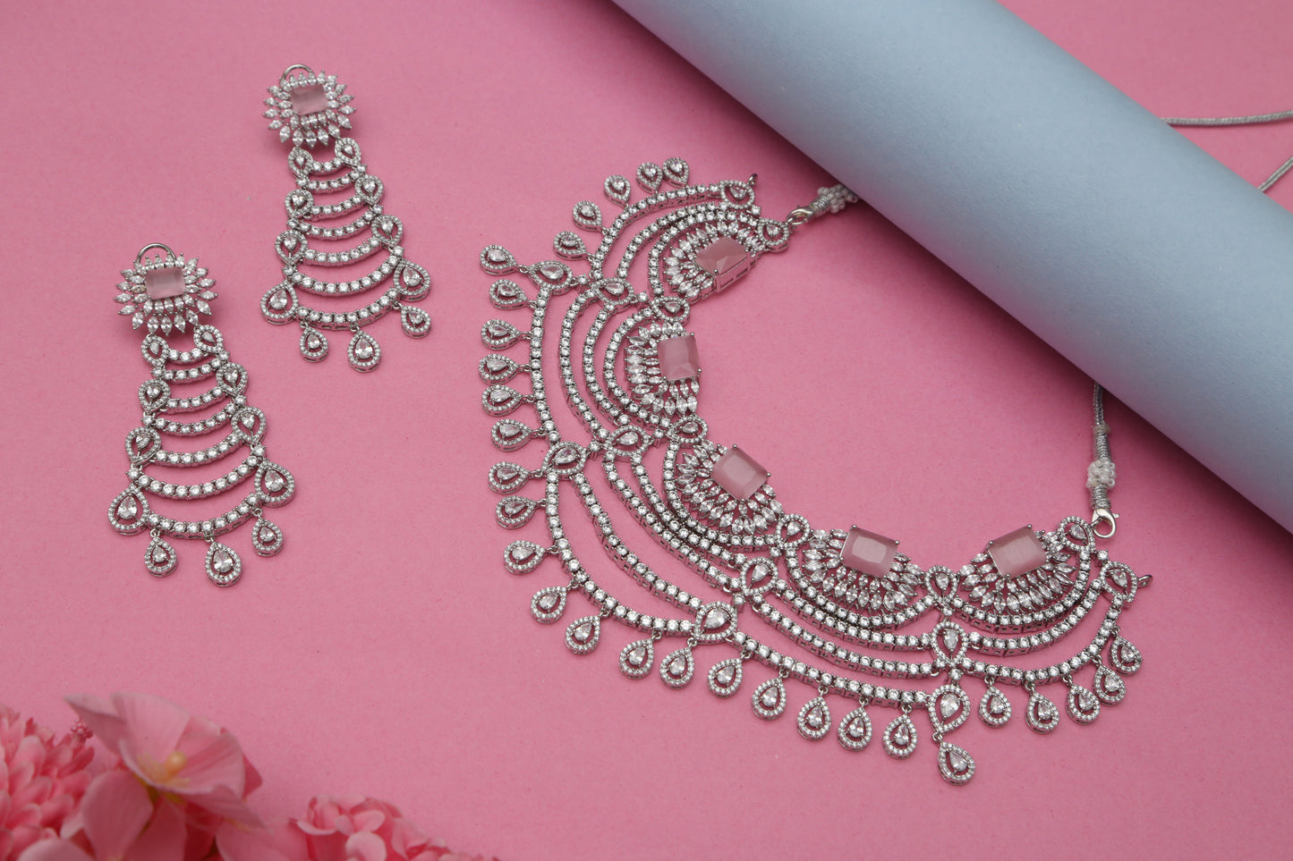 Dia CZ Layered Designer Necklace set - Chaandi Rivaaz