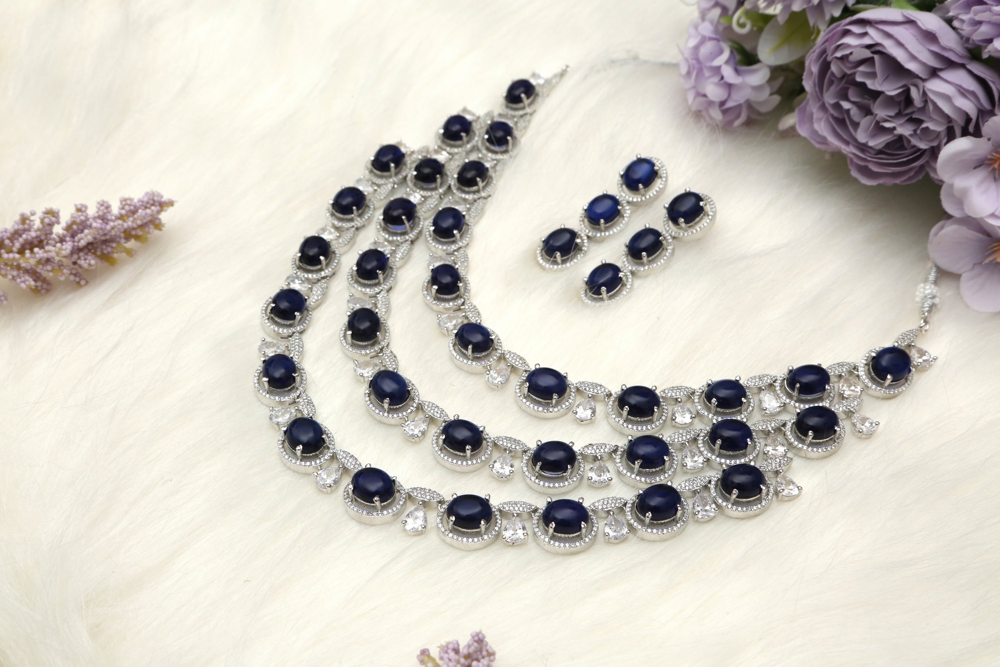 Beautiful Triple Layered Designer Necklace set - Chaandi Rivaaz